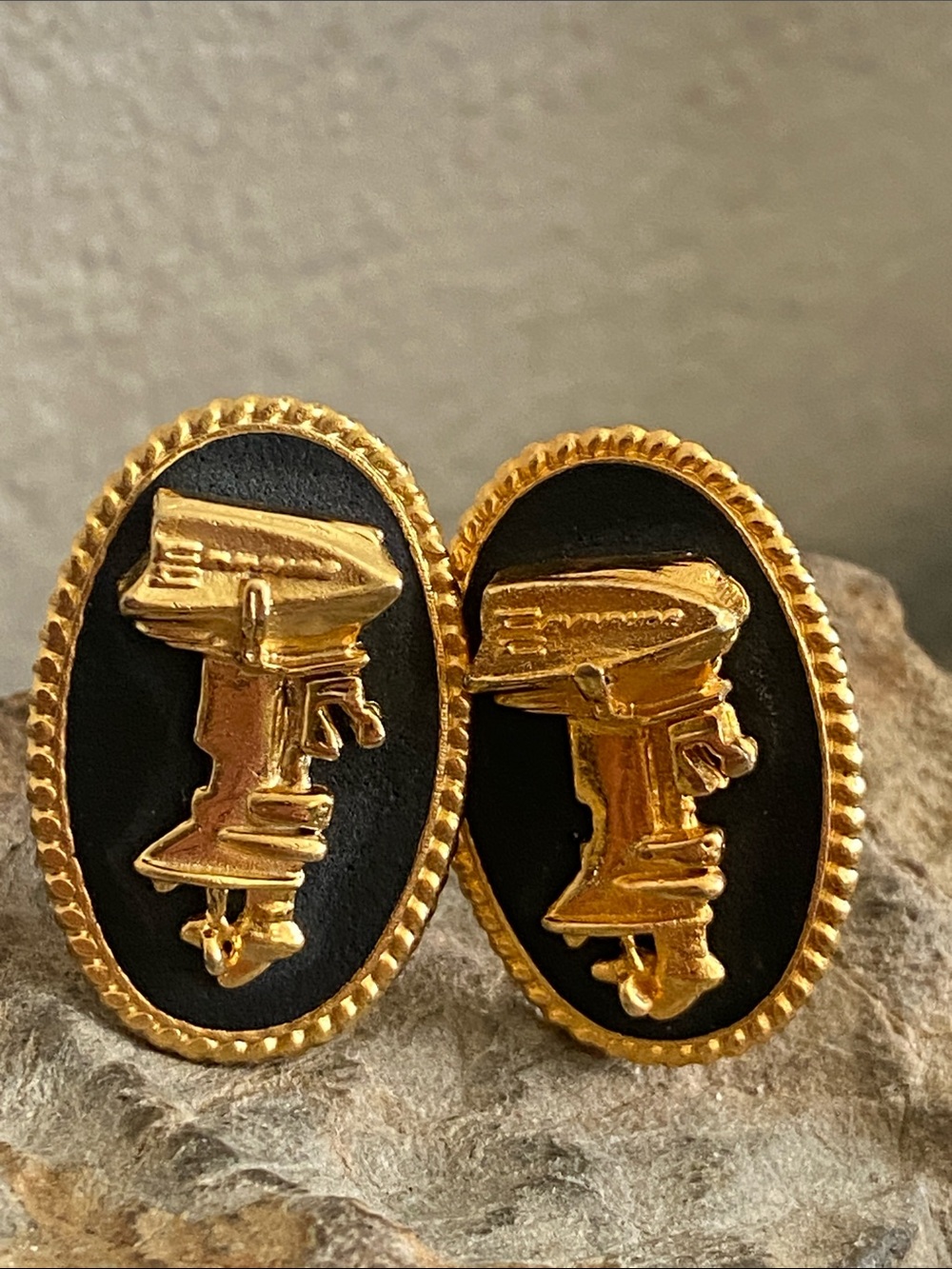 Vintage 60s Outboard Motor Boat Cufflinks